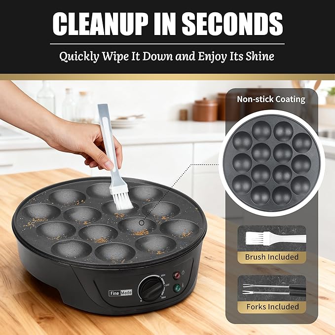 Non Stick Mini Pancakes Maker Machine, Electric Poffertjes Pan - Image 6