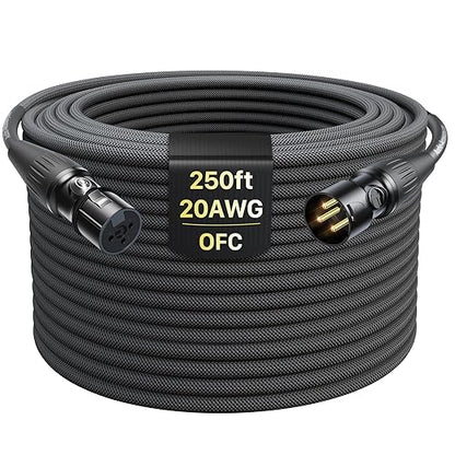 XLR Cables 250ft 1 Pack, Professional Gold-Plated Rean Connectors from Neutrik by AA