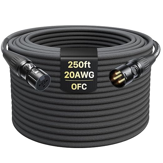 XLR Cables 250ft 1 Pack, Professional Gold-Plated Rean Connectors from Neutrik by AA