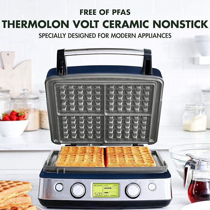 GreenPan Elite 4-Square Belgian & Classic Waffle Maker, Healthy Ceramic - Image 2
