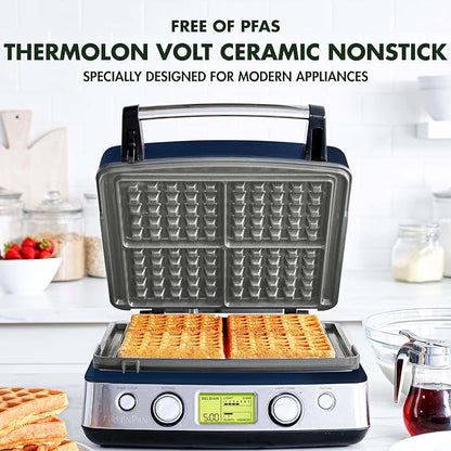 GreenPan Elite 4-Square Belgian & Classic Waffle Maker, Healthy Ceramic - Image 2