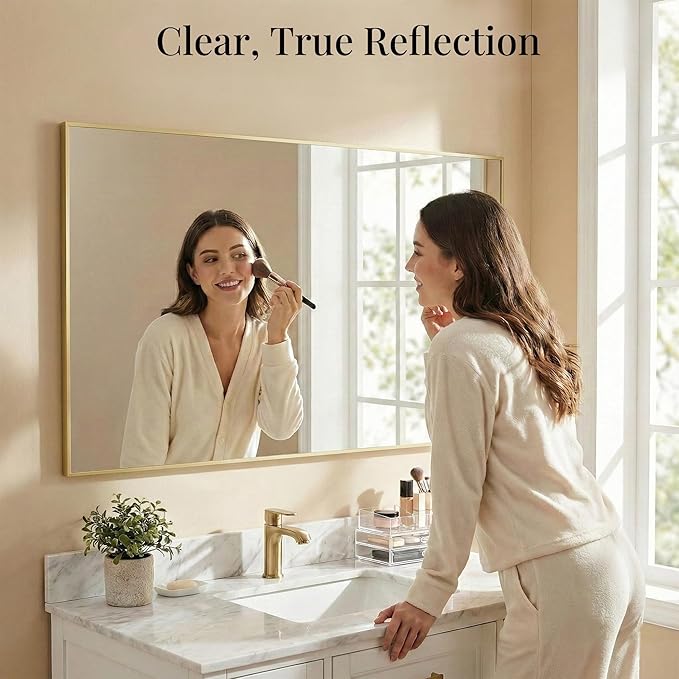 55"x30" Gold Bathroom Mirror, Metal Framed Vanity Mirror - Image 5