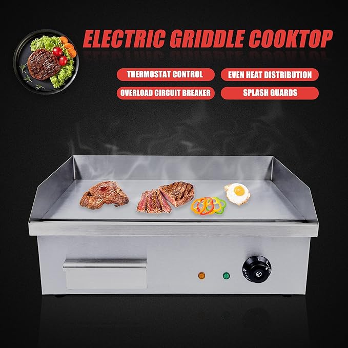 TBVECHI Commercial Electric Griddle, 3000w Stainless Steel Teppanyaki Grill - Image 2