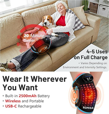 ROMISA Red Light Therapy Knee Brace & Vibration Knee Massage, 660nm & 850nm - Image 7