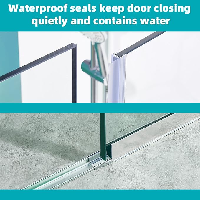 Pivot Swing Shower Door, Adjustable Width 58.9-60" W x 74" H Semi-Frameless - Image 6