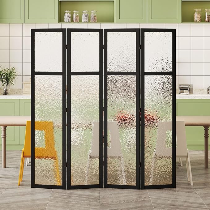 Acrylic Room Divider, 4-Panel Freestanding Partition Screen, Frosted - Image 9