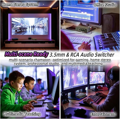 3.5mm Aux + RCA L/R Audio Switch Box 4 in 1 Out Bidirectional, BolAAzuL Stereo - Image 6