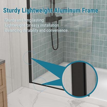 Sunrosa 32"×76" Shower Glass Panel, 8mm Thick Shower Screen, Matte Black - Image 6
