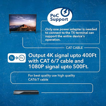 OREI 1x4 HDMI Extender Splitter Over Single CAT6/7 Cable 4K@60Hz - Image 8