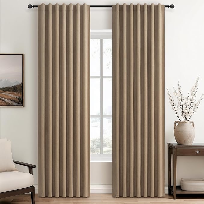 Rust Brown Extra Long Custom 100 Inch Curtains, 100% Blackout Curtain by QJMYDECO