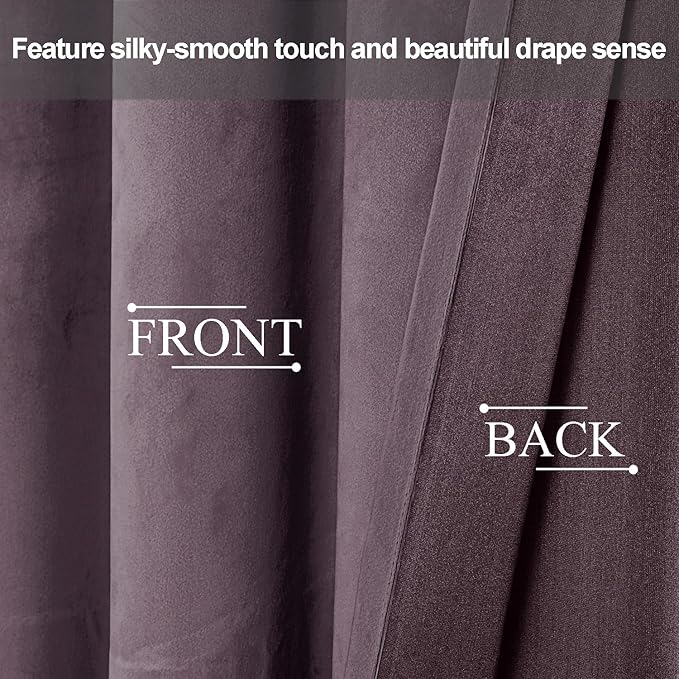 JIUZHEN Super Soft Velvet Curtains 120 inch, Thermal Insualted Smooth - Image 4