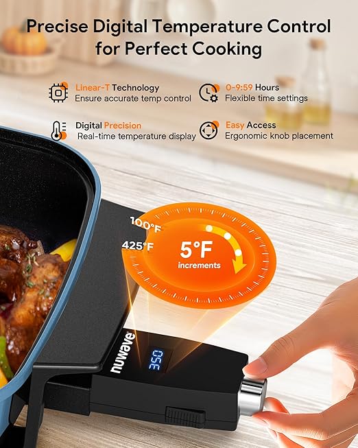 Nuwave Medley XL Digital Electric Skillet, Family Size Griddle w/Glass Lid - Image 3