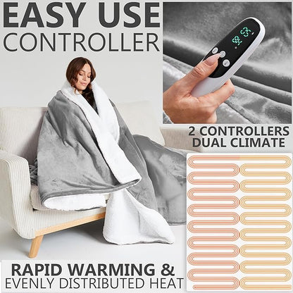 Heated Blanket Electric Luxurious Fleece King Blanket, 9 Heat Settings & 12H - Image 3