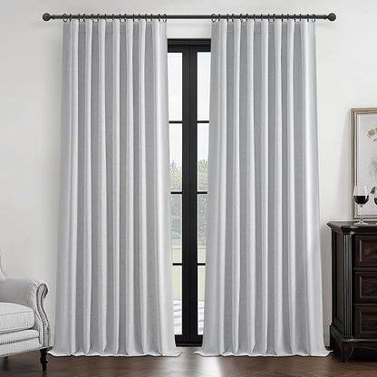 Light Grey Blackout Curtains 96 Inch Length 2 Panels Set by QJMYDECO