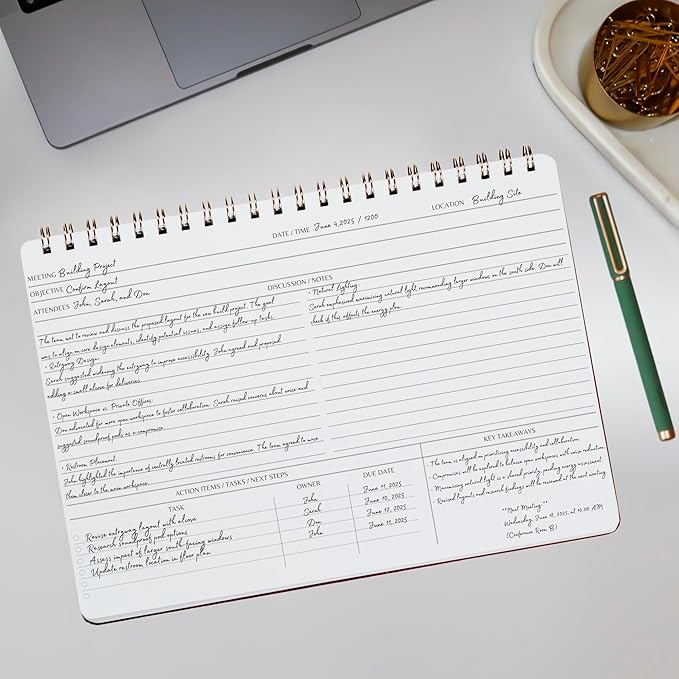 | Meeting Notebook for Work | 8.25" x 11.75" | Project Planner | Simple Design - Image 7