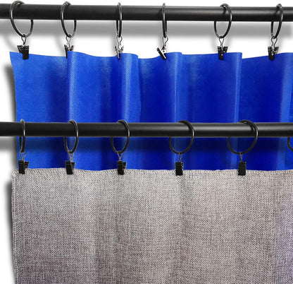 LLPJS 20 Pack Metal Curtain Rings with Clips, Curtain Clip Rings Hooks for Hanging Drapery Drapes Bows, Curtain Rod Rings 1.5 inch Interior Diameter, Black