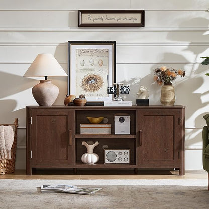 Joaxswe Farmhouse 55" Entertainment Center, Dark Walnut Tv Stand - Image 5