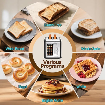 2 Slice Easy Touch Screen Toaster, Stainless Steel Toaster - Image 6