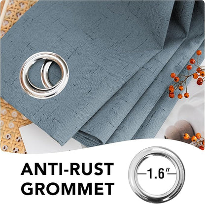 H.VERSAILTEX Primitive Linen Curtains 100% Blackout Curtain Drapes Burlap - Image 6