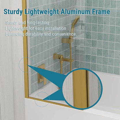 Sunrosa 24"×60" Bathtub Glass Panel, 8mm Thick Shower Screen, Brushed Gold - Image 6
