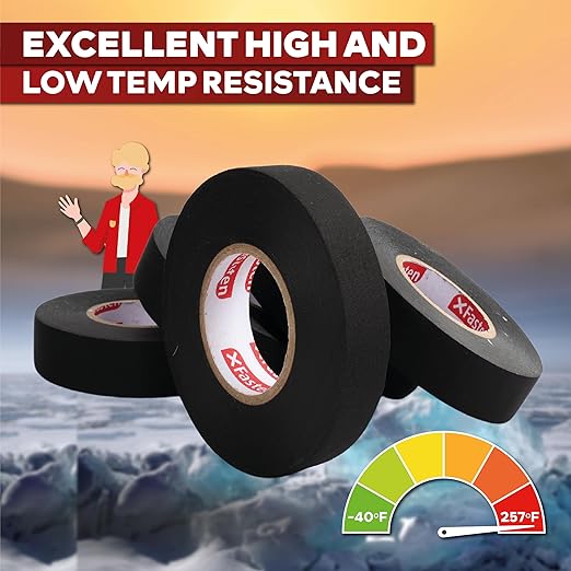 XFasten Black 3/4-Inch x 90-Feet High-Heat Resistant Cloth Electrical Tape - Image 5