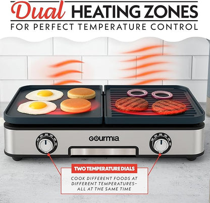 Gourmia 3-in-1 Indoor Grill & Griddle Electric Combo – Dual Independent Cooking - Image 3