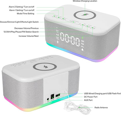 Bluetooth Alarm Clock Radio Bedroom, Digital Dual Alarm Clock Bedroom - Image 8