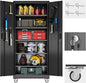 Garage Storage Cabinet with 5 Adjustable Shelves and Door Pegboard, Metal by REEMOON