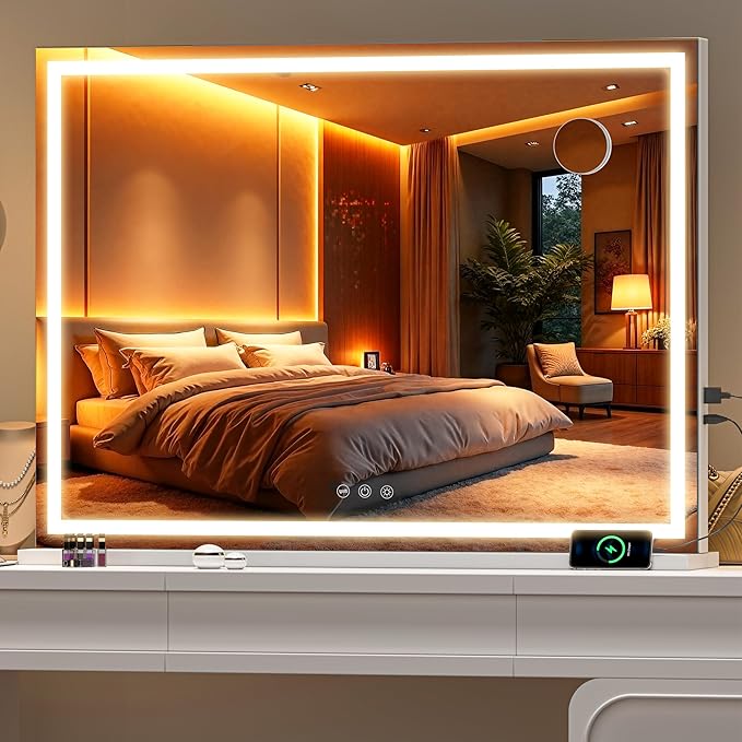 Vanity Mirror with Lights, Dimmable 3 Modes, Memory Function, Smart Touch by BatusoMirrors
