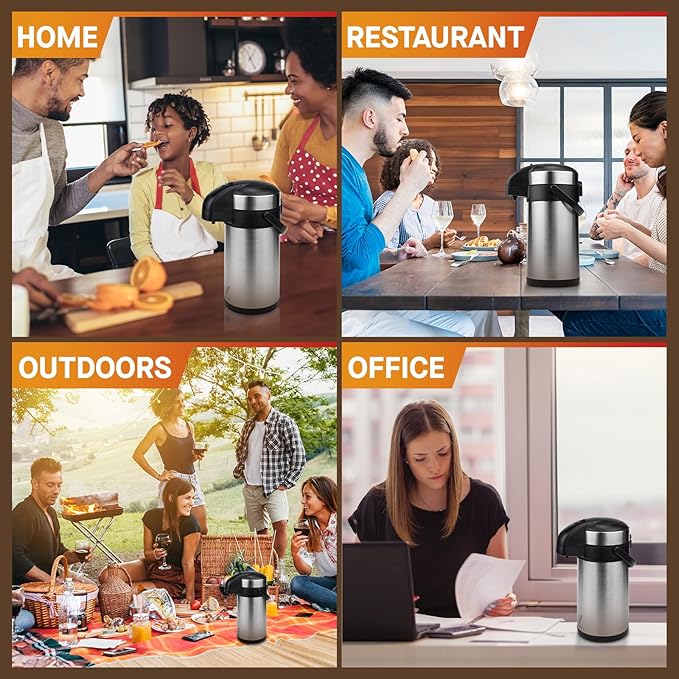 Airpot Coffee Dispenser with Pump - 140 oz Insulated Stainless Steel Coffee - Image 7