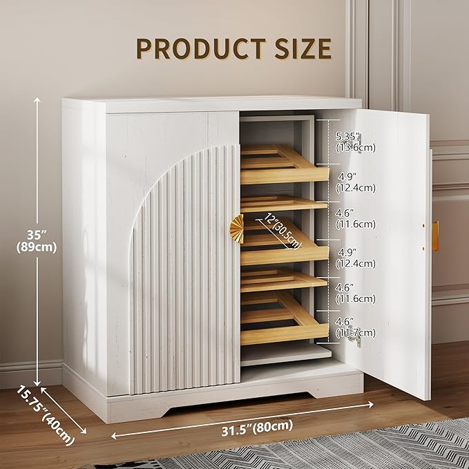 Vlsrka Shoe Cabinet Storage for Entryway, 6-Tier Rotating Shoe Organizer Cabinet - Image 2