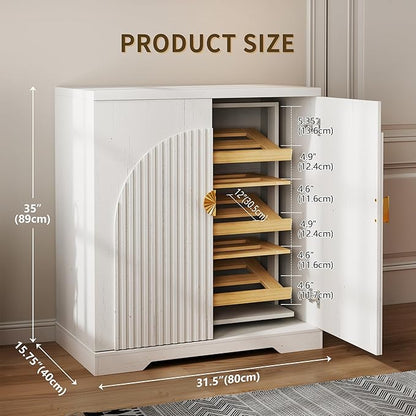 Vlsrka Shoe Cabinet Storage for Entryway, 6-Tier Rotating Shoe Organizer Cabinet - Image 2