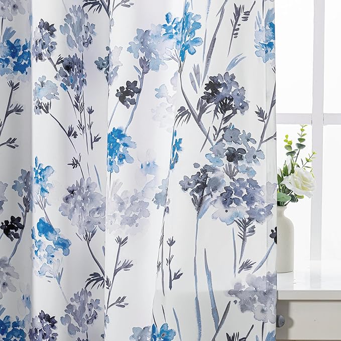 MYSKY HOME Living Room Curtains 84 inches Long Floral Curtains Light Filtering - Image 3