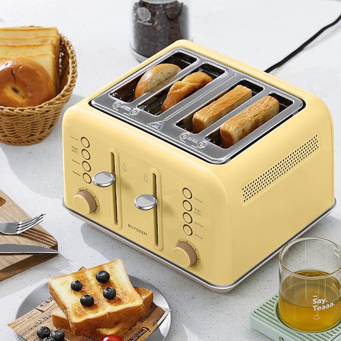 BUYDEEM DT640 Retro 4 Slice Toaster, 7 Shade Settings, Extra Wide 1.5'' Slots - Image 7