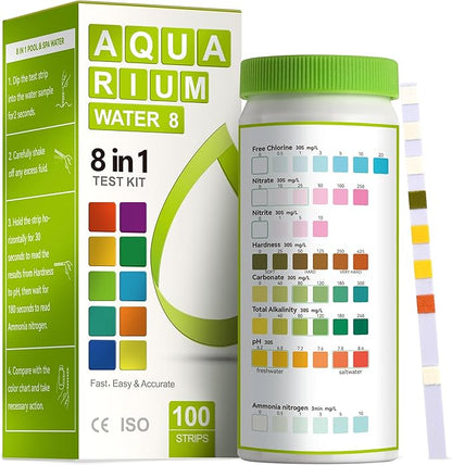 AAwipes Aquarium Ammonia Test Strips 8-in-1 |100 Strips | Quick & Accurate by AAWipes