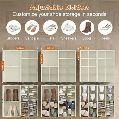 2 Pack Shoe Organizer for Closet, Foldable Shoe Storage Organizer - Image 2