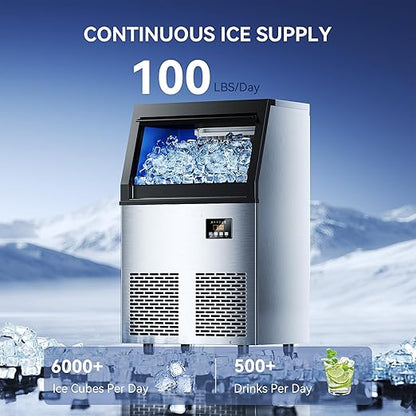 Coolski Commercial Ice Maker Machine, 100lbs/24H Ice Machine, 34lbs Storage - Image 2