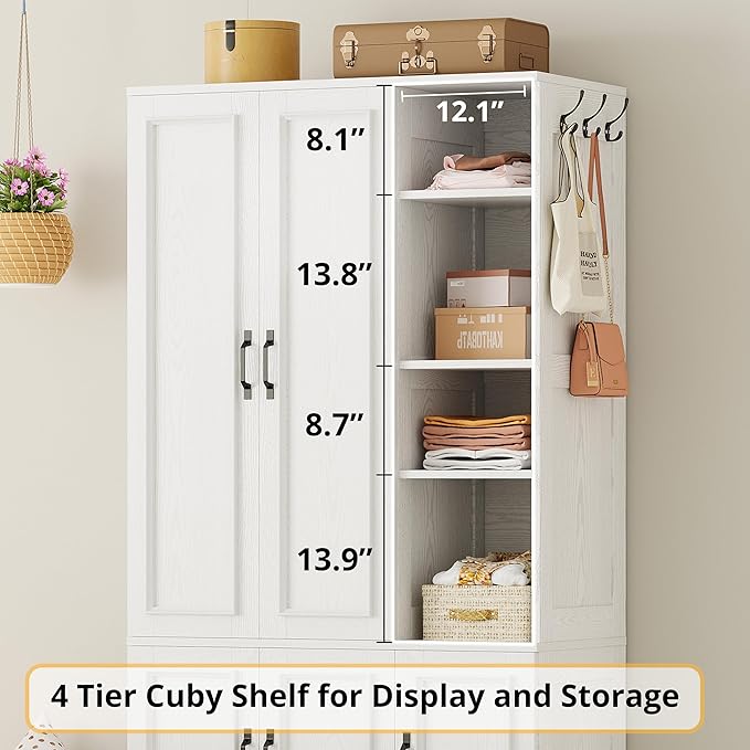 LIKIMIO Armoire Wardrobe Closet 70" H, 5 Doors Bedroom Wooden Wardrobe - Image 4