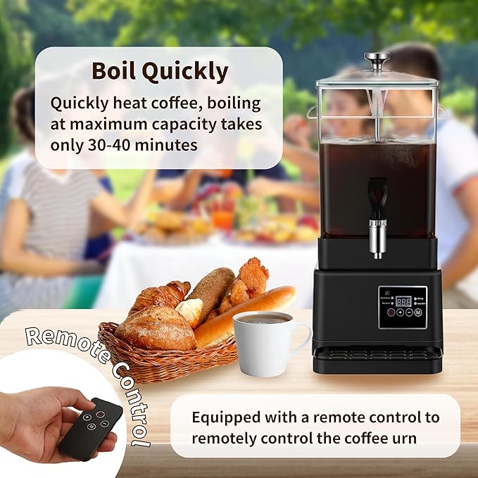 Coffee Urn Commercial Coffee Maker, 10 L 65 Cups, Transparent Electric - Image 8