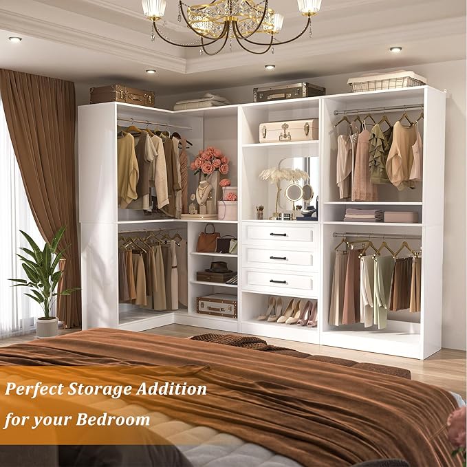 Unikito Closet System with Drawers，86” Modular Corner Closet Organizer System - Image 4
