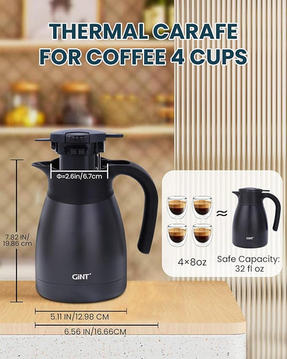 GiNT 1L / 34Oz Thermal Coffee Carafe, Insulated Stainless Steel Coffee Carafes - Image 5