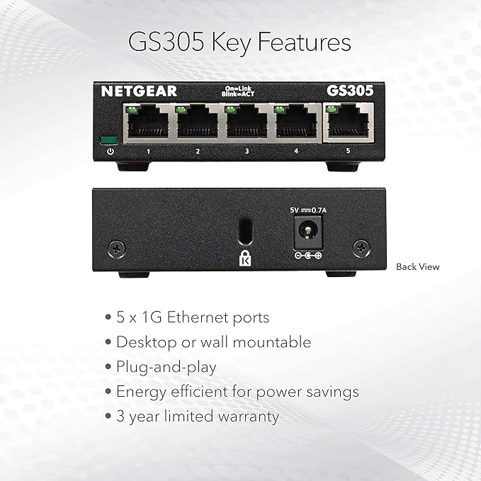NETGEAR 5-Port Gigabit Ethernet Unmanaged Essentials Switch - Image 5