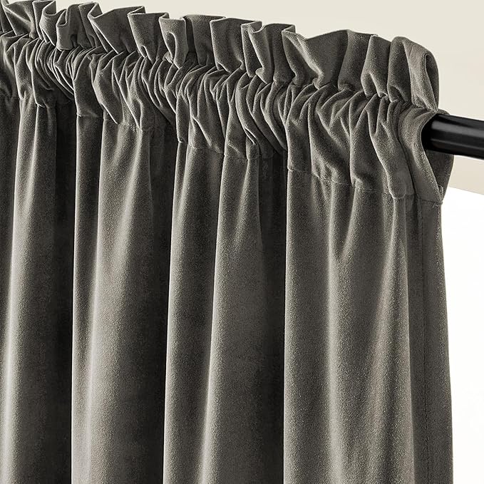 Lazzzy Velvet Blackout Curtains Thermal Insulated Room Window Drapes Super Soft - Image 2