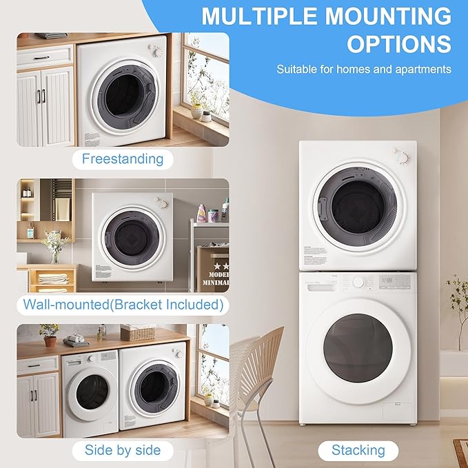 Elevon 1500W Portable Clothes Dryer, 3.5 cu.ft Electric Drying Machine - Image 7