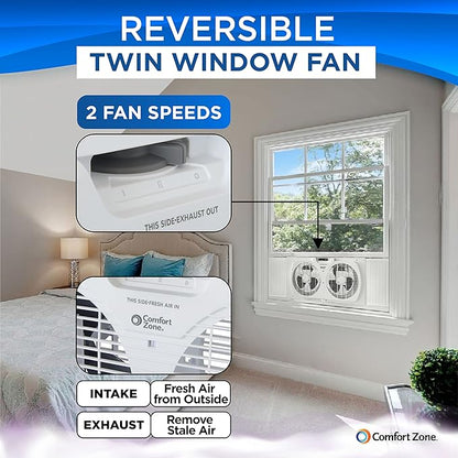 Comfort Zone Twin Window Fan - Image 4