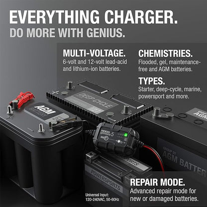 NOCO GENIUS5: 5A 6V/12V Smart Battery Charger – Automatic Maintainer, Trickle - Image 5