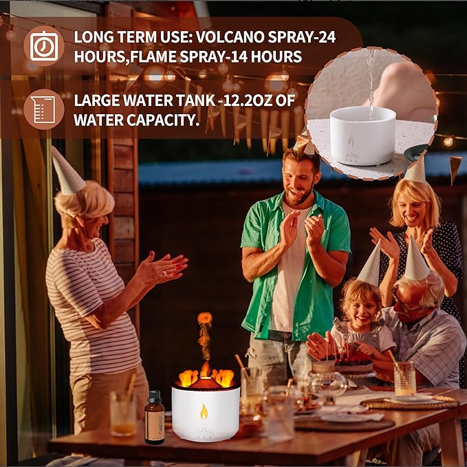 BOHOFAM Essential Oil Diffuser 360ML, Volcano Diffuser/Humidifier, Flame and - Image 4