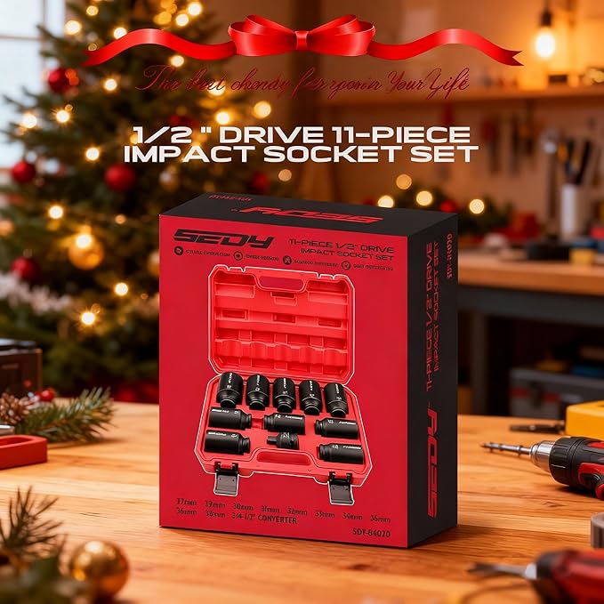 1/2 Drive Deep Impact Socket Set: 11-Piece Metric Size Wheel Axle Nut Wrench - Image 8