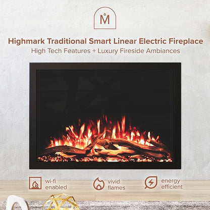 Modern Ember Highmark Traditional 38 Inch Built-in Smart Electric Fireplace - Image 2