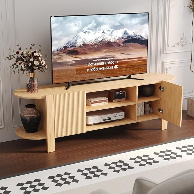 ZOSQUARE 65 Inch TV Stand for Up to 75 inch TVs, Fluted Entertainment Center - Image 3
